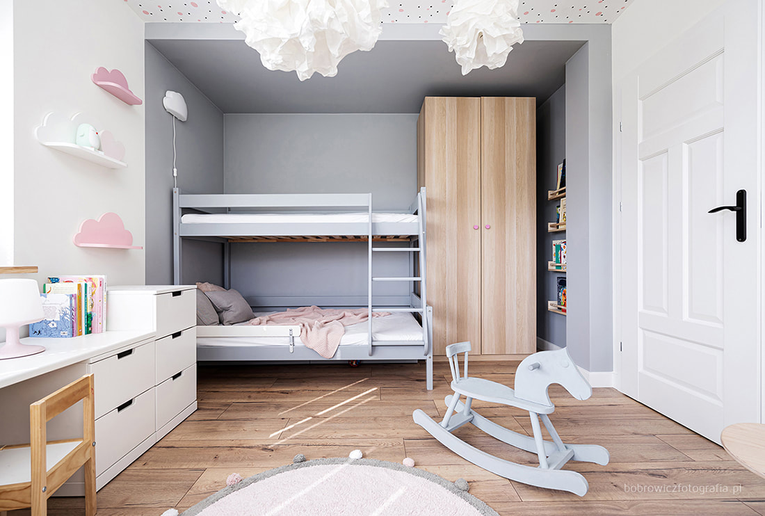Fotografia wnętrz domu, Szczecin - pokój dzieci, widok na łóżko piętrowe